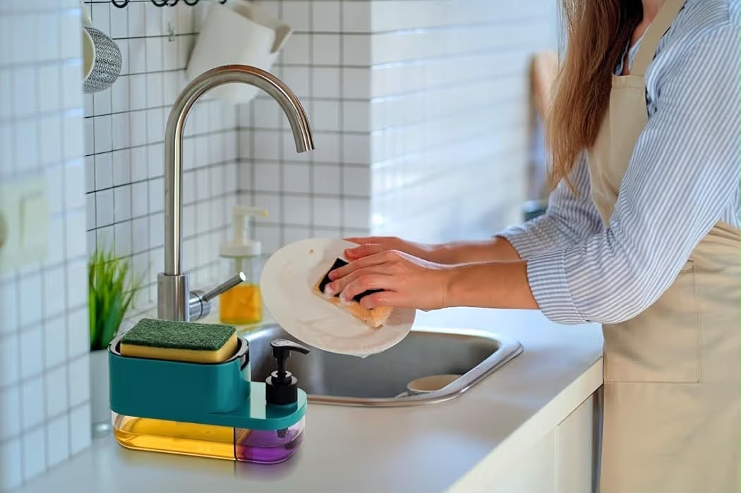 Leawall 3-in-1 Soap Dispenser with Sponge Holder