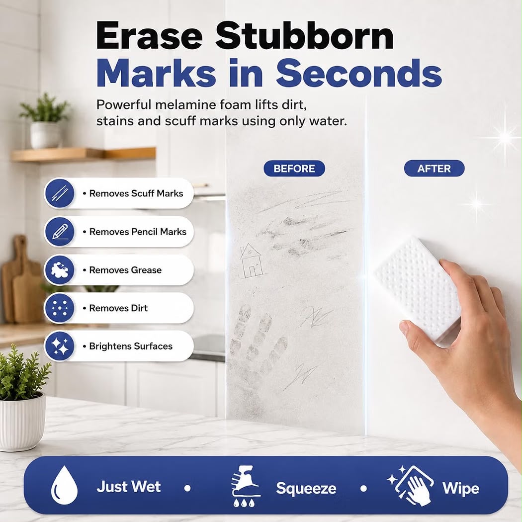 Magic Cleaning Eraser Sponge for Wall, Kitchen & Bathroom