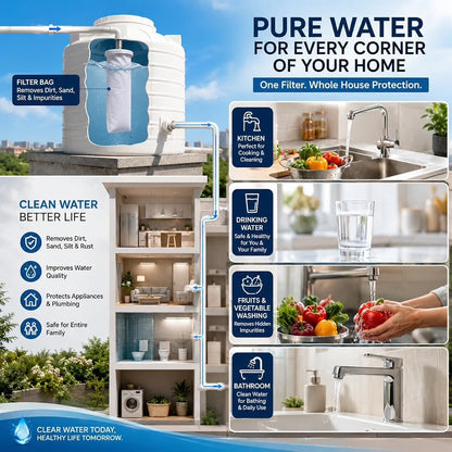 Whole House Water Filter Bag with Clamp – Sediment, Sand & Rust Filter