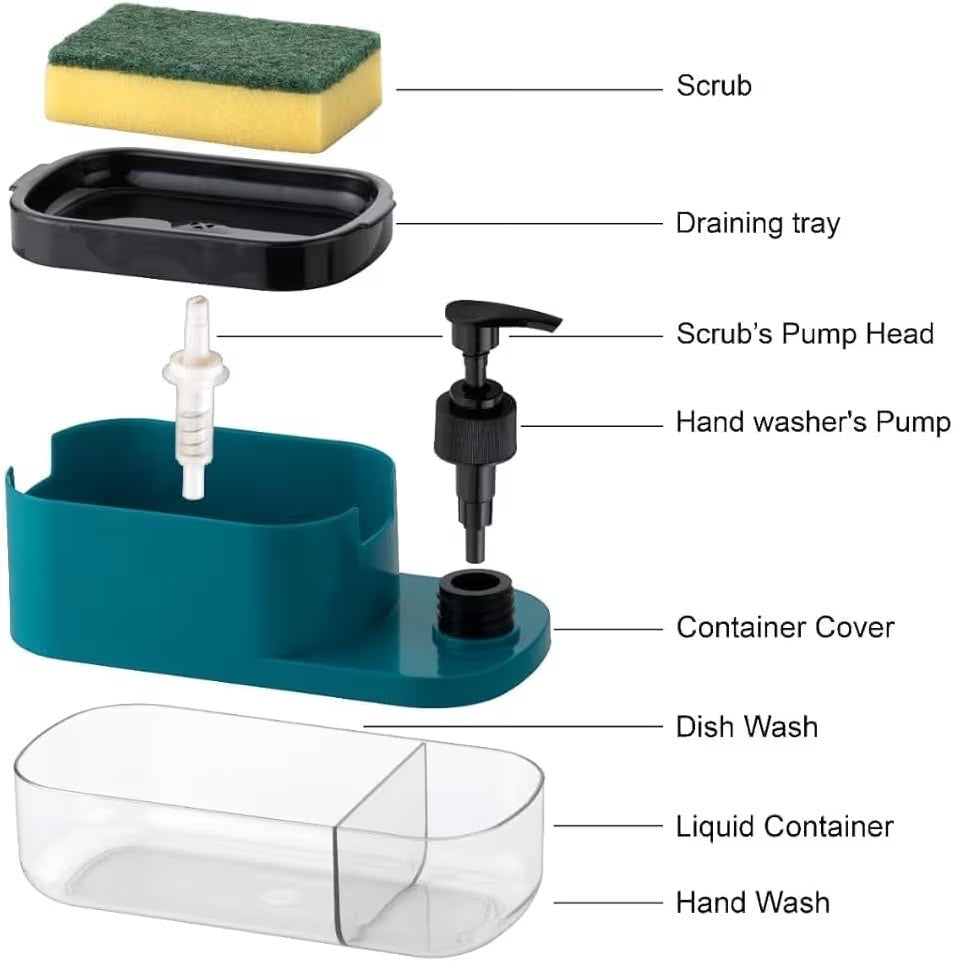 Leawall 3-in-1 Soap Dispenser with Sponge Holder