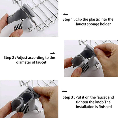 Stainless Steel Faucet Sponge Holder & Sink Organizer Caddy