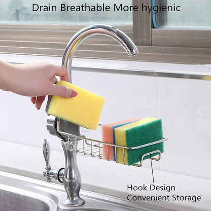 Stainless Steel Faucet Sponge Holder & Sink Organizer Caddy